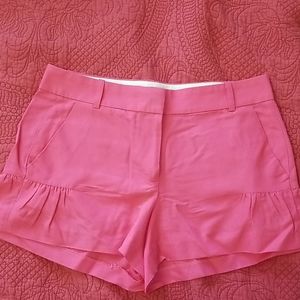 Pink J Crew shorts with side ruffles